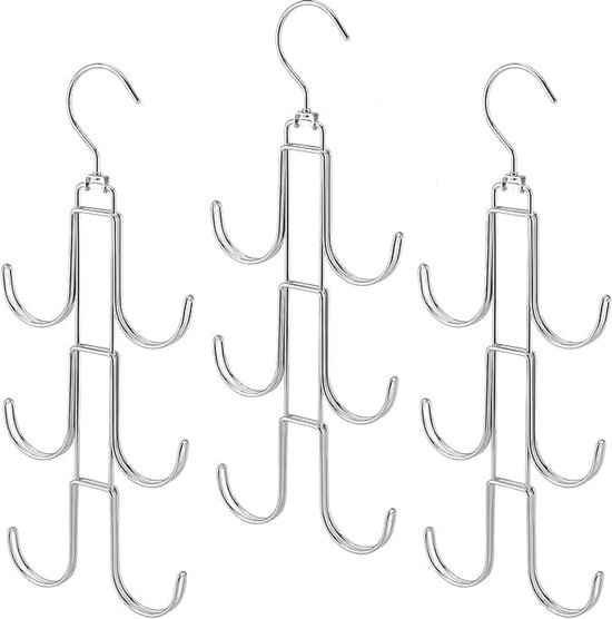 Hängender Kleiderständer Für Handtaschen – Drei Ebenen Mit Sechs Haken – Drehbarer Metall-kleiderständer – Dreiteiliges Set
