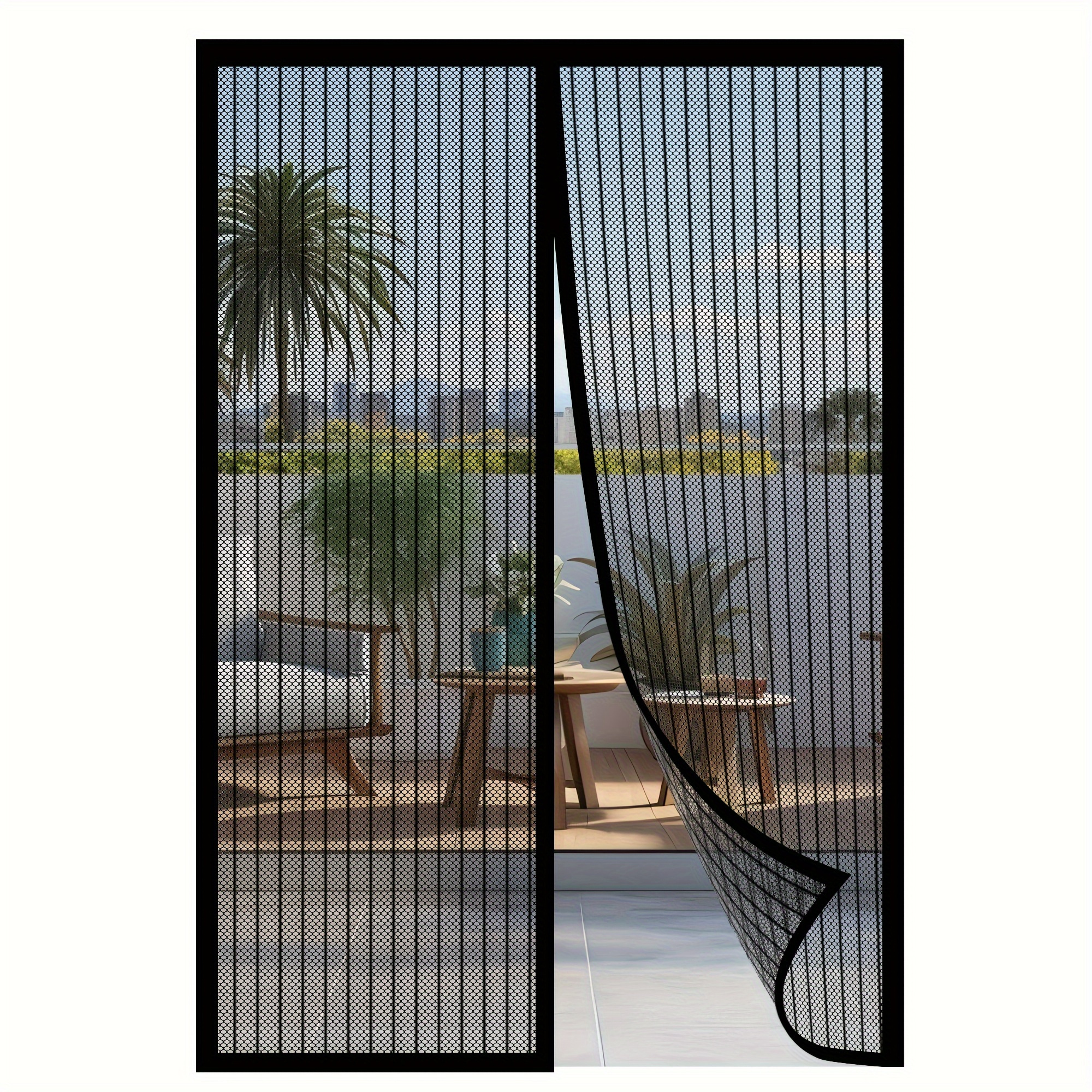1 Magnetische Fliegengittertür, Mückensicherer Vorhang, Selbstschließend, Strapazierfähig, Freihändige Netztrennwand Zum Schutz Vor Insekten - 90 X 210 Cm