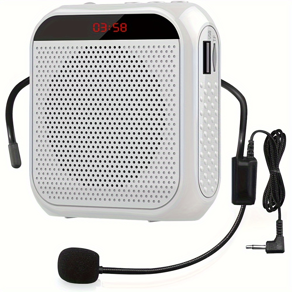 Tragbares Megafon Mit Kabelgebundenem Mikrofon-headset, Weiß, Usb-aufladbarer Lautsprecher, Persönlicher Mikrofon-präsentationsverstärker