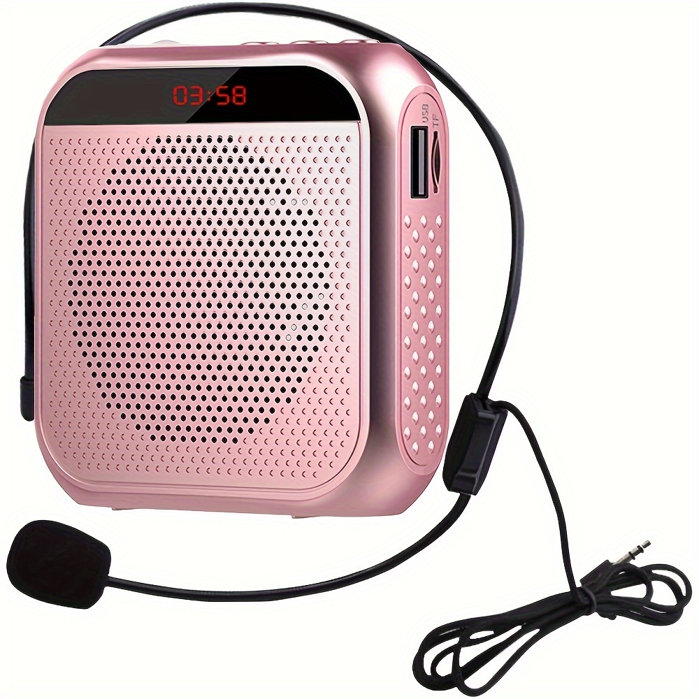 Tragbares Megafon Mit Kabelgebundenem Mikrofon-headset, Pink, Usb-aufladbarer Lautsprecher, Persönlicher Mikrofon-präsentationsverstärker