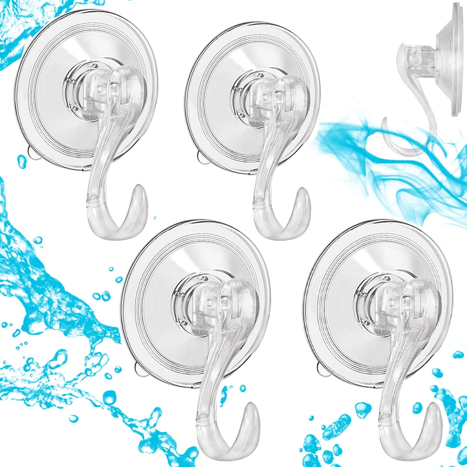 Diese Packung Enthält 4 Saugnapfhaken – Leistungsstarke Vakuum-saugnapfhaken – Wiederverwendbar – Wasserdicht – Für Feuchte Umgebungen Wie Badezimmer.