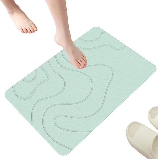 Saugfähige Badematte, 40 X 60 Cm, Kieselgur-badematte, Rutschfeste Kieselgurmatte, Rutschfeste Duschmatte, Badezimmermatte, Wc-matte, Grün