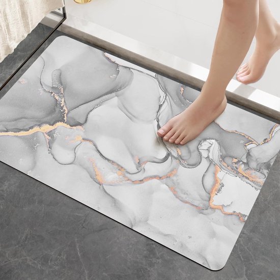 Badematte – 40 X 60 Cm, Rutschfest, Super Saugfähig, Schnelltrocknend, Ultradünn, Leicht Zu Reinigen, Für Badezimmertüren, Badewanne Und Dusche, Hellgrau