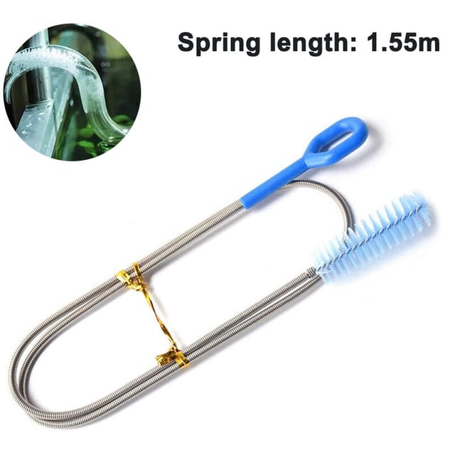 Alwaysh - Ahlsen Extra lange Abflussreinigungsbürste, Länge 1,55 m, superflexibles Abflussreinigungswerkzeug, Abflussreinigungsbürste, blau