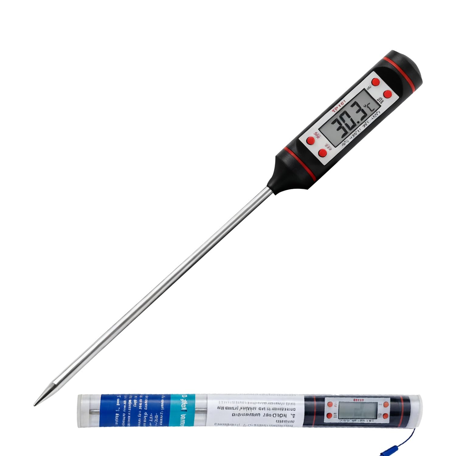 Digitales Fleischthermometer Mit Extra Langer Sonde – Präzise Messung, Hintergrundbeleuchtung Und Kalibrierung, Ideal Für Die Küche