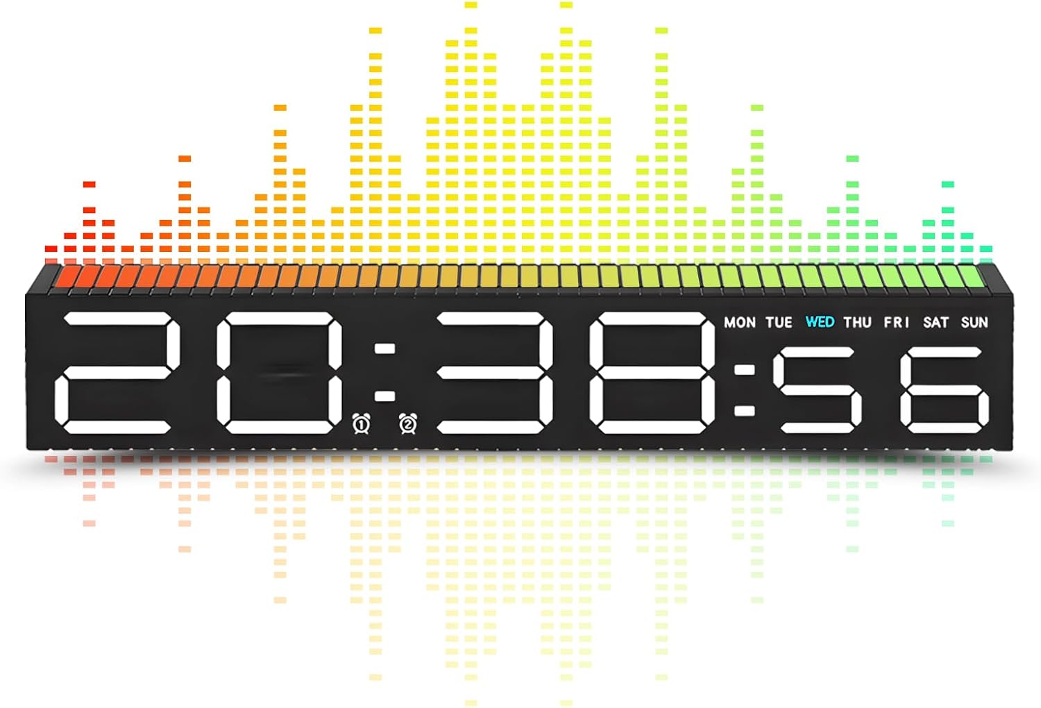Digitaler Wecker, Digitaler Wecker Fürs Schlafzimmer, Dual-wecker, Einstellbare Helligkeit, Rgb-streifen, Klangsteuerung, Musikrhythmus Am Bett