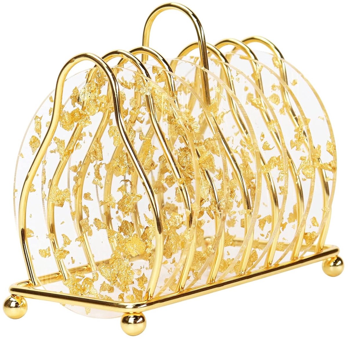 Transparente Tischsets Mit Goldfolie – Inklusive Goldfarbenem Metallhalter – Hitzebeständig Und Elegant – Schützen Tisch Und Inneneinrichtung – Ideales Einzugsgeschenk