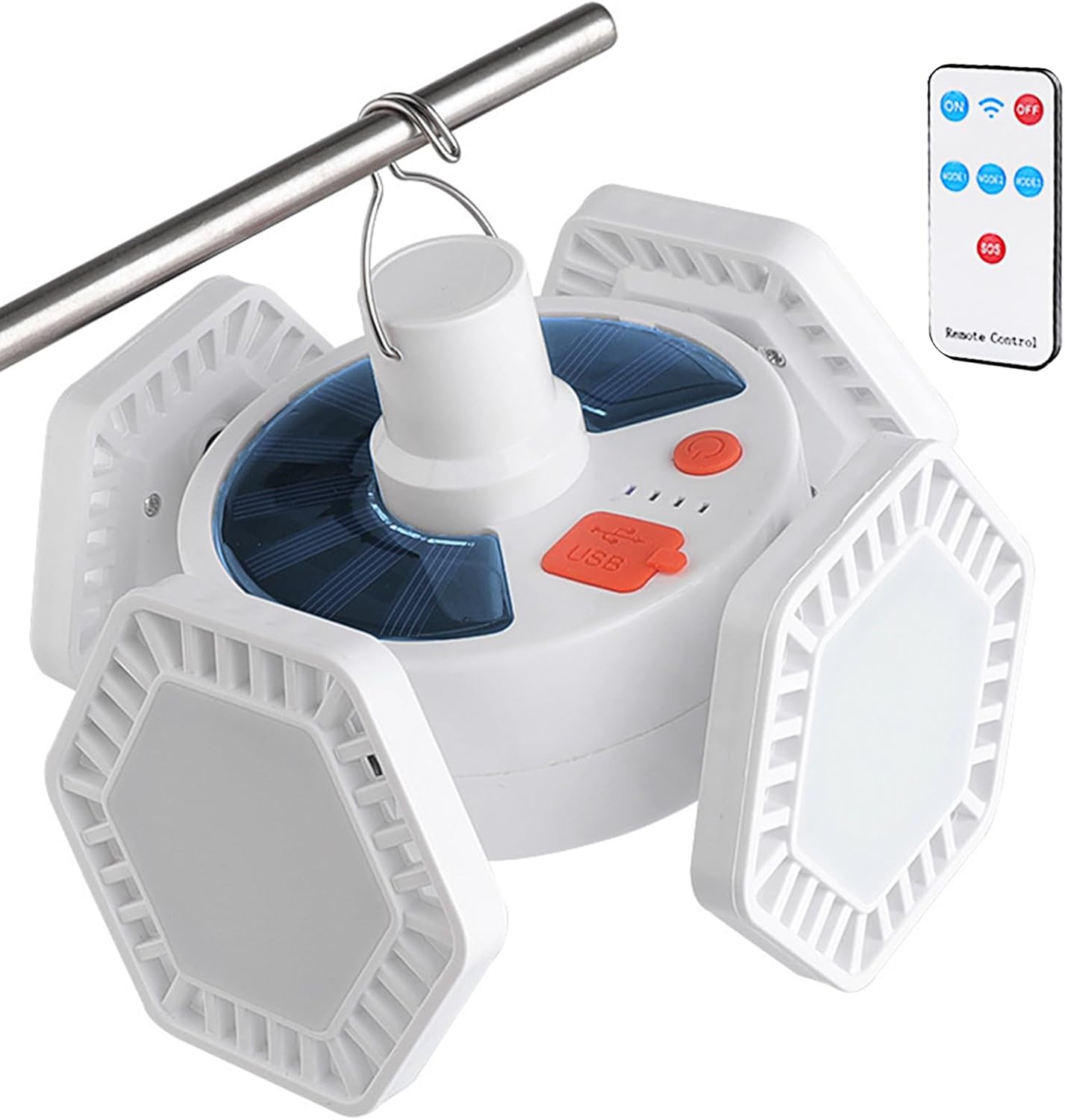 Solarbetriebene Campinglampe – Solar-zeltlampe Mit Usb-anschluss, Beleuchtung – Wiederaufladbar, Für Garten, Picknick, Wandern, Outdoor-aktivitäten, Grillen, Hof