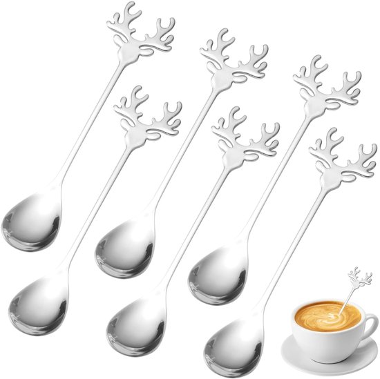 Weihnachtslöffel – Edelstahl – Kreatives Kaffeelöffel-set – Silber – Milchtee-kaffee – 6-teilig – Für Jeden Anlass Geeignet