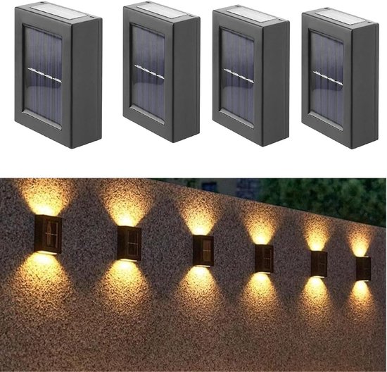Verpackt – Solar-gartenleuchte – Solar-gartenbeleuchtung – Solar-wandleuchte Für Den Außenbereich – Beleuchtung Von Oben Und Unten – Warmweißes Licht – 10 Cm