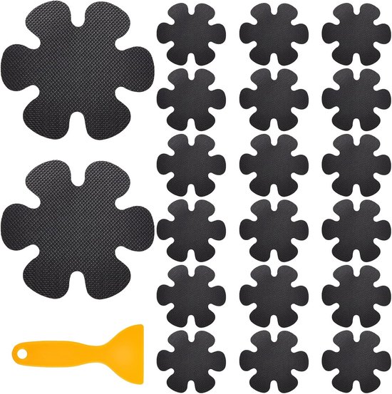 20er-packung, Rutschfeste Badewannenaufkleber, Treppenstufenaufkleber, Blumenmuster, Geeignet Für Badezimmer, Duschräume, Böden Und Treppen, 10 Cm, Schwarz