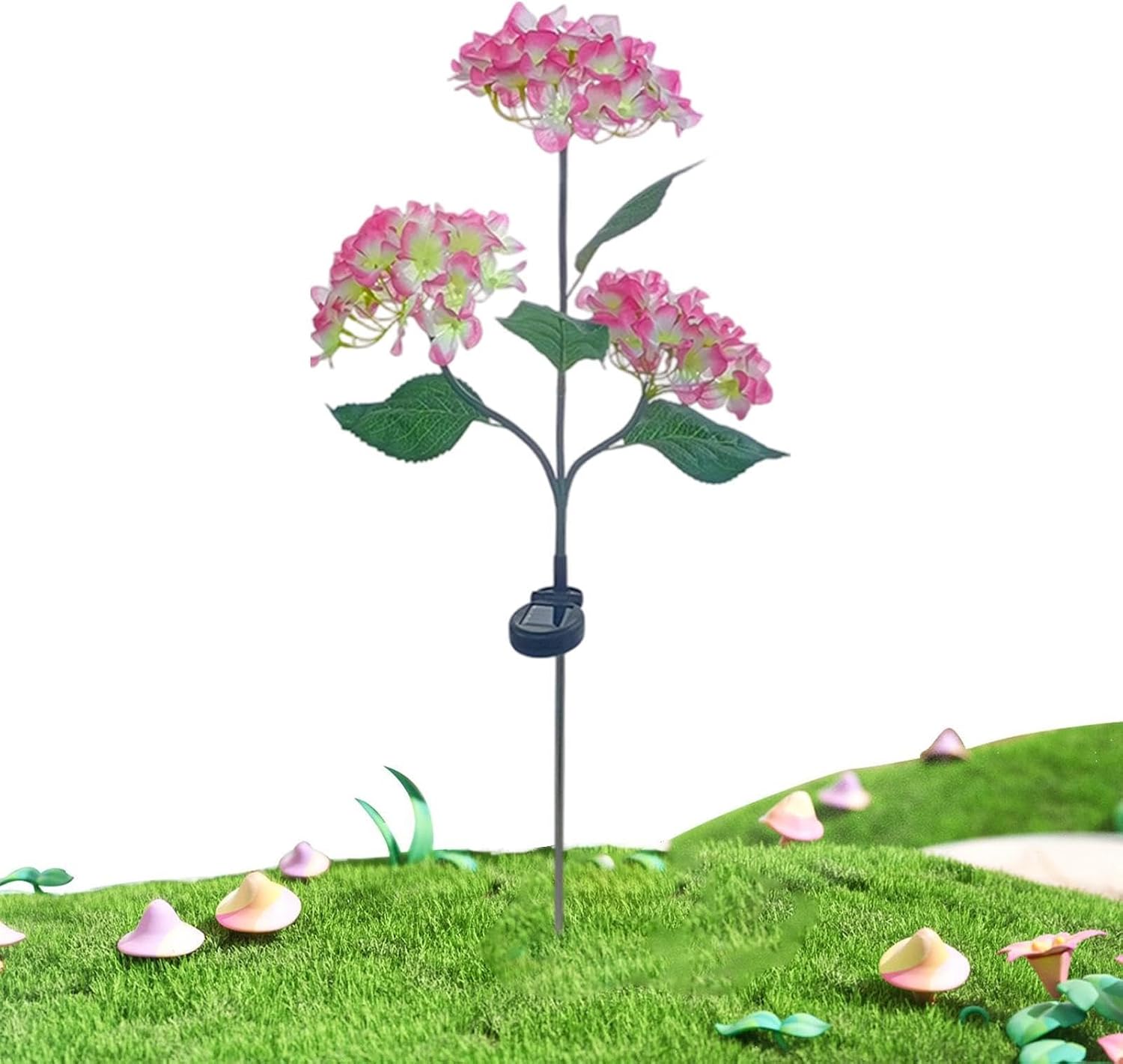 Solarbetriebene Led-solarleuchte Mit Simulierter Hortensienblüte, Bodenfassung, Lichtsteuerung Und Automatischem Schalter, Für Garten, Terrasse Und Rasen, Rosa