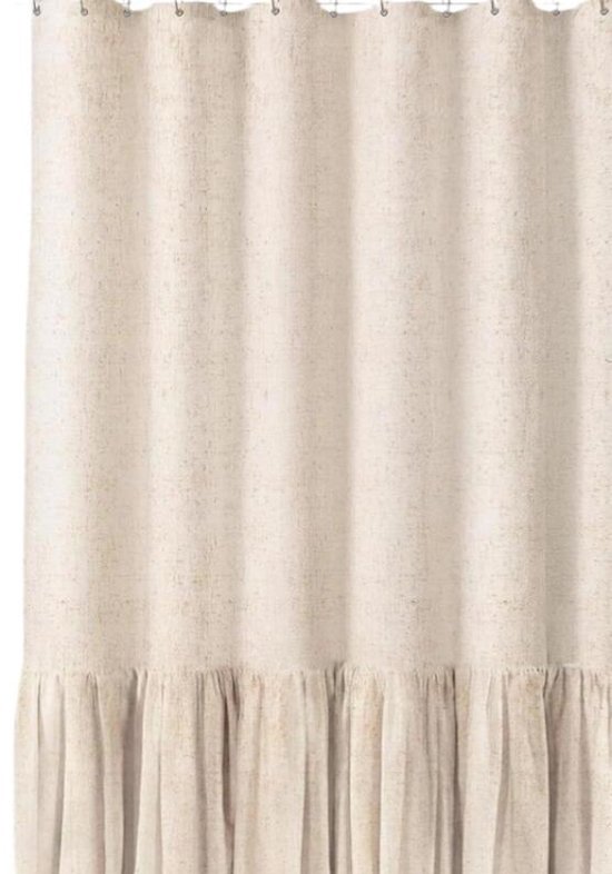 183x183cm Leinen-duschvorhang Mit Rüschen, Wasserdicht, Mit 12 Ringen (beige)
