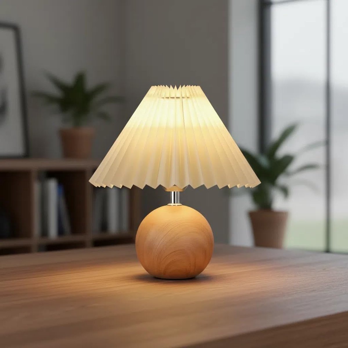 Tischleuchte – Schlafzimmer-tischleuchte – Touch-lampe – Dimmbare Led-lampe – Plissee-lampenschirm – Schreibtischlampe – Kinder-nachtlicht – Wohnzimmer – 9 W – Beige