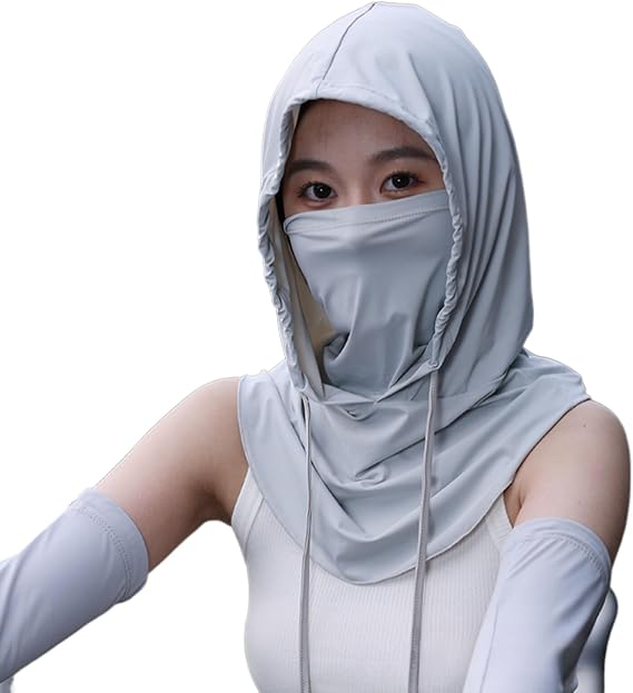 Damen-vollgesichts-sonnenschutzmaske, Sommer-sonnenhut, Uv-schutz, Nackenschutz Für Outdoor-radtouren (grau)