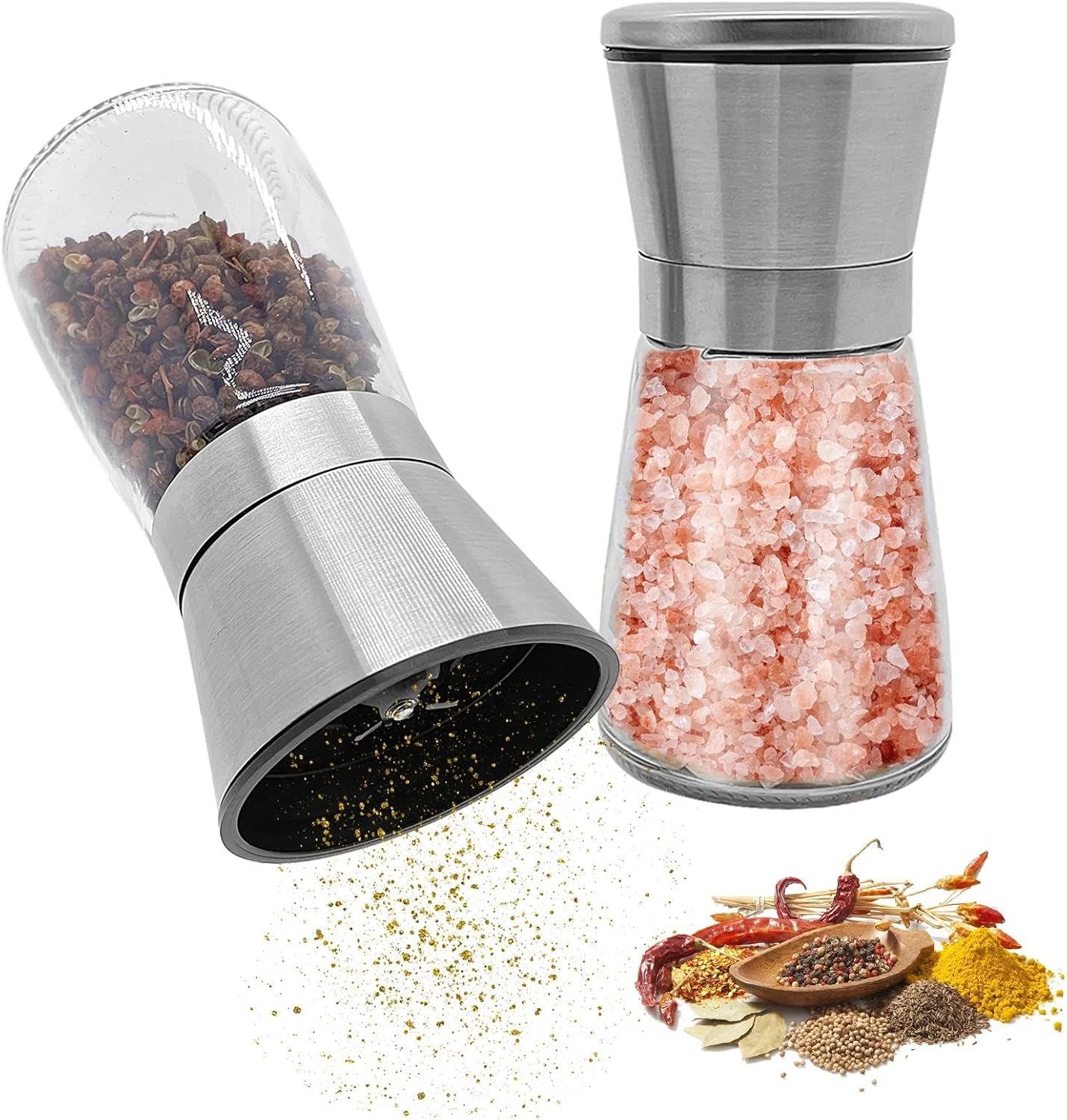2-teiliges Pfeffermühlen-set Mit Einstellbarem Mahlgrad – Ergonomisch