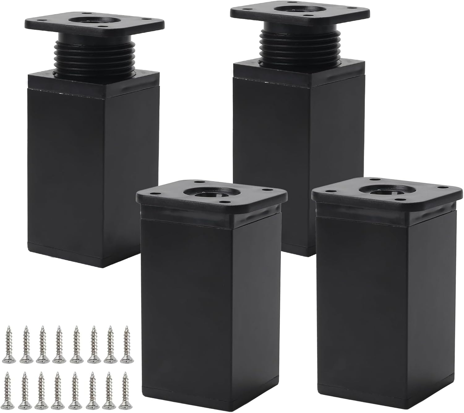 Ein Set Aus 4 Verstellbaren Möbelfüßen, Schwarz, 8 Cm, Mit Schrauben, Verstellbar, Geeignet Für Küchen, Schränke Und Tische.