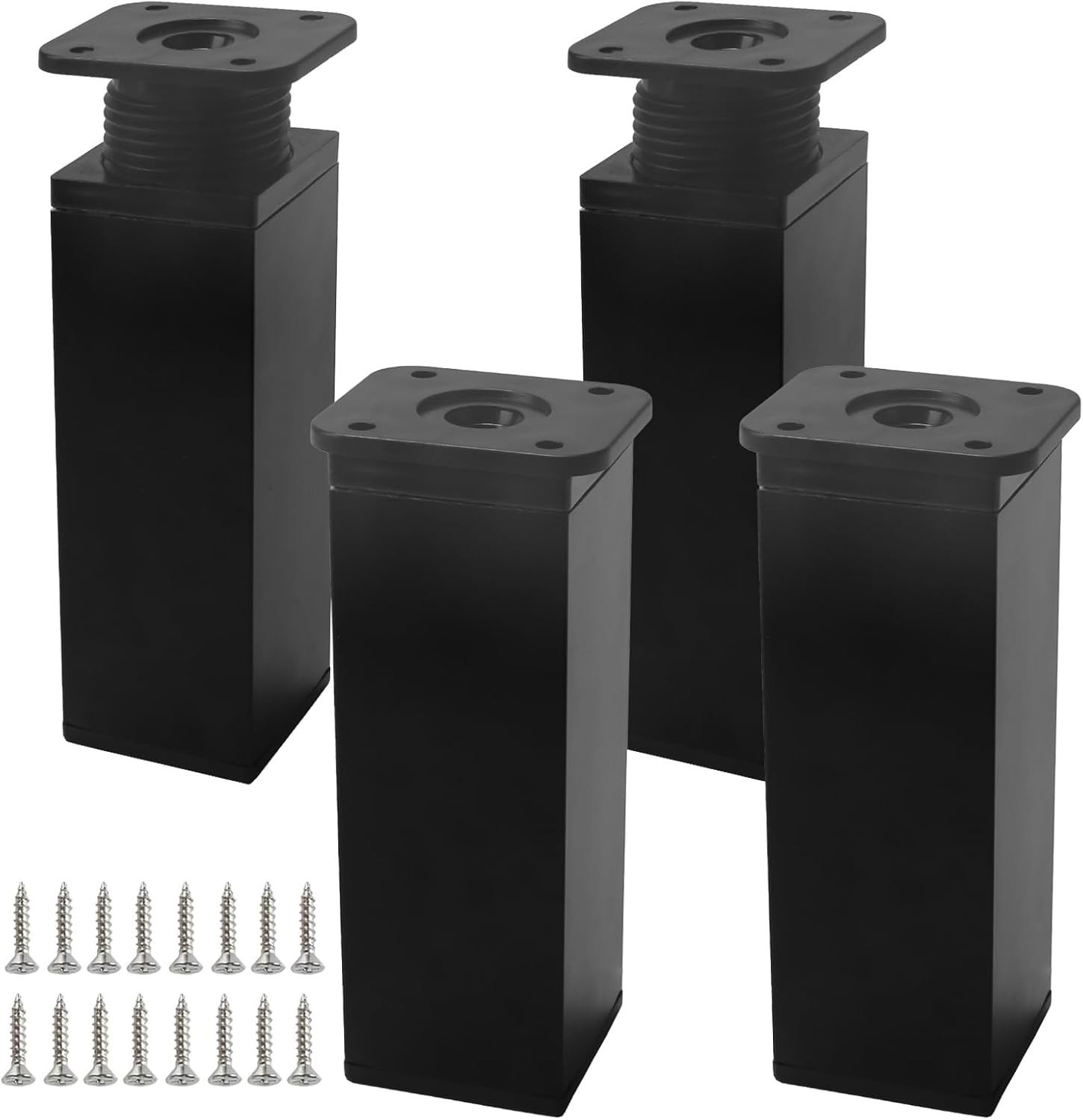 Set Mit 4 Verstellbaren Möbelbeinen, Schwarze Tischbeine, 12 Cm, Mit 16 Schrauben, Geeignet Für Küchenschränke Und Tische.