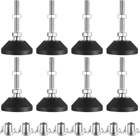 Moderne Verstellbare Möbelfüße, 8-teiliges Set, Schwarz, M8x60mm, Höhe 13-63mm, Maximale Belastung 450kg, Für Tische, Schränke Und Möbel.