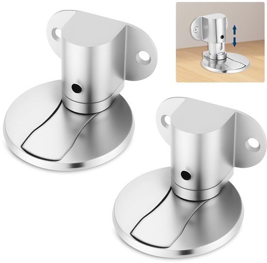 2er-pack – Unsichtbare Magnetische Türstopper – Verstellbare Türstopper – Für Alle Türarten Geeignet – Bodenmontage – Silber