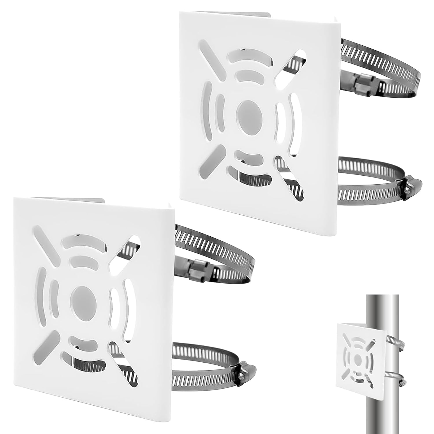 Doppelmast-montagehalterungsset, Überwachungskamerahalterung Mit 2 Verstellbaren Ringen, Rohrhalterung