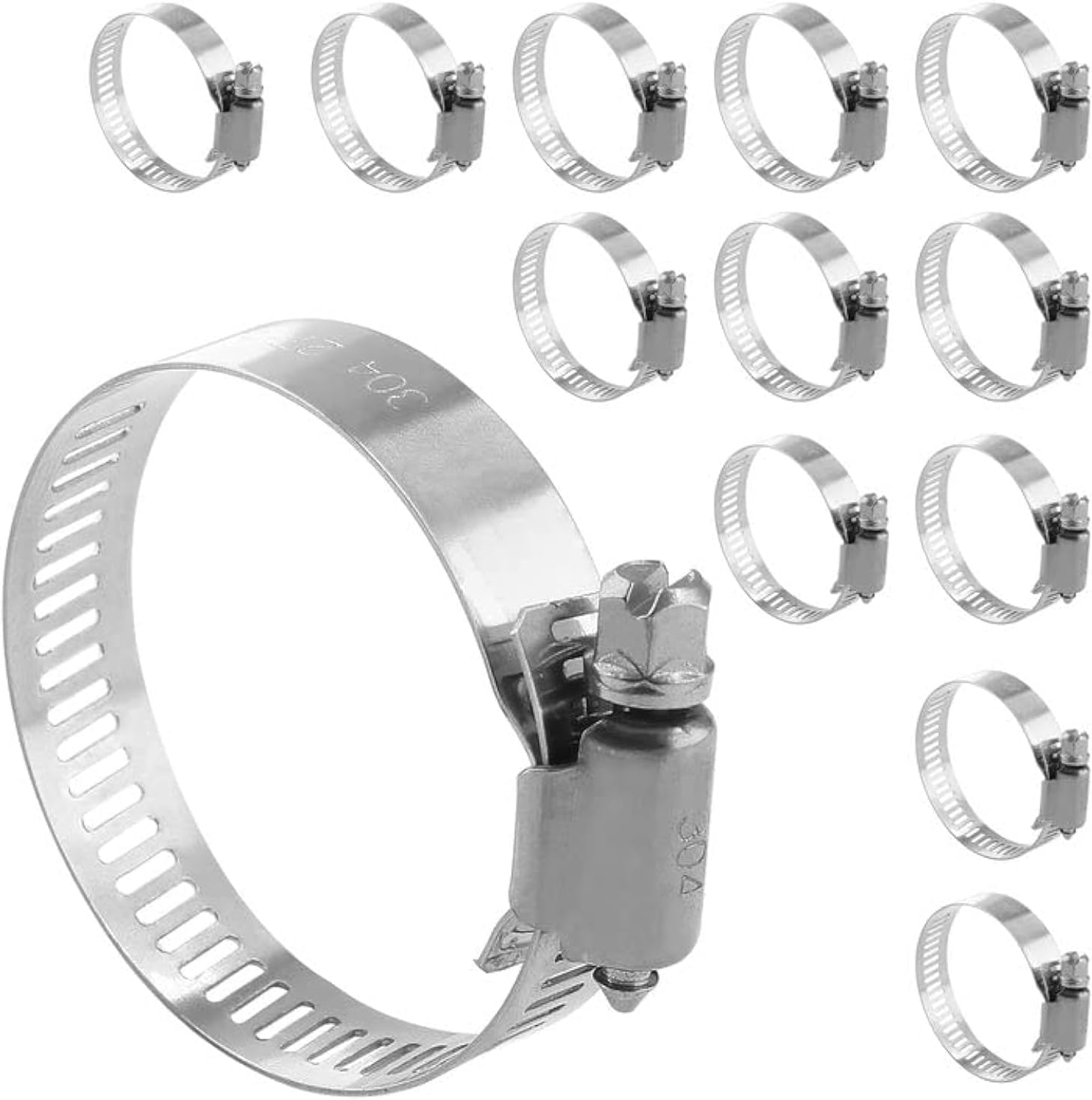 12er-packung Verstellbare Kraftstoffleitungs-schlauchschellen Aus Edelstahl Für Rohrleitungen Und Kfz-anwendungen (1-1/8 Bis 2 Zoll, 27-51 Mm).