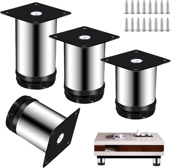 Verstellbare Möbelfüße Aus Edelstahl – 4er-set – Runde Stützfüße, Geeignet Für Schränke Und Möbel, Langlebig, Robust Und Zuverlässig.