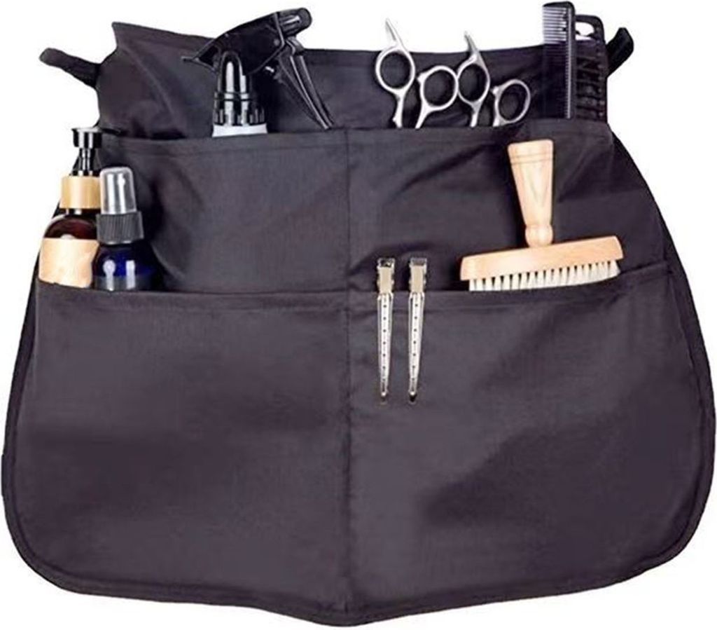 Friseurschürze (halblang) Mit 5 Taschen, Verstellbarem Gürtel, Wasserdicht, Strapazierfähig, Professionell, Für Friseurwerkzeuge