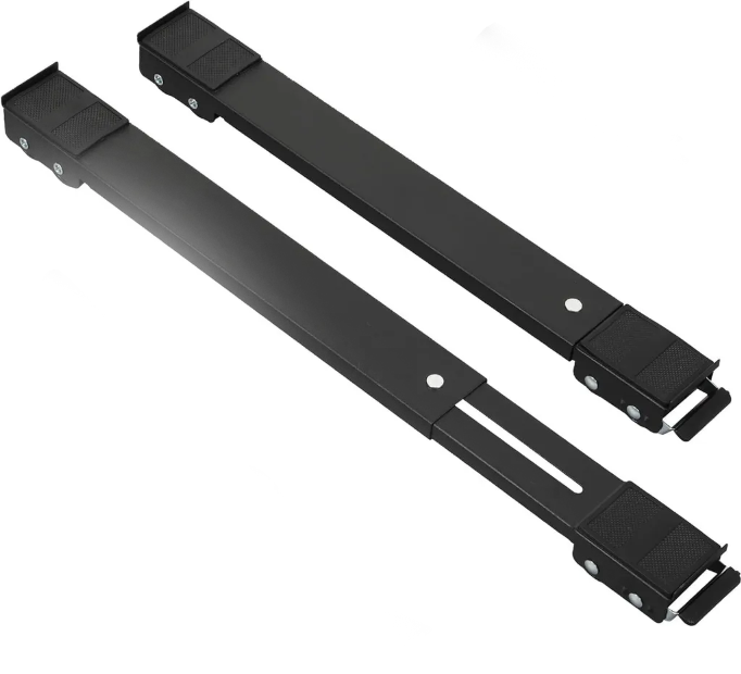 Waschmaschinenuntergestell, Zweiteilig, Mit Rollen, Tragfähigkeit 300 Kg, Transportrollen, Ausziehbarer Bereich 45-71 Cm, Schwarz.