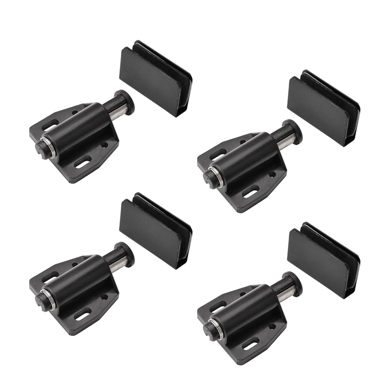 Magnetische Glastürverschlüsse, 4er-set, Drucköffnung - Für Einflügelige Glastüren - Mit Magnetischem Touch-verschluss Und Verstellbarer Klemme - Auch Für Schränke