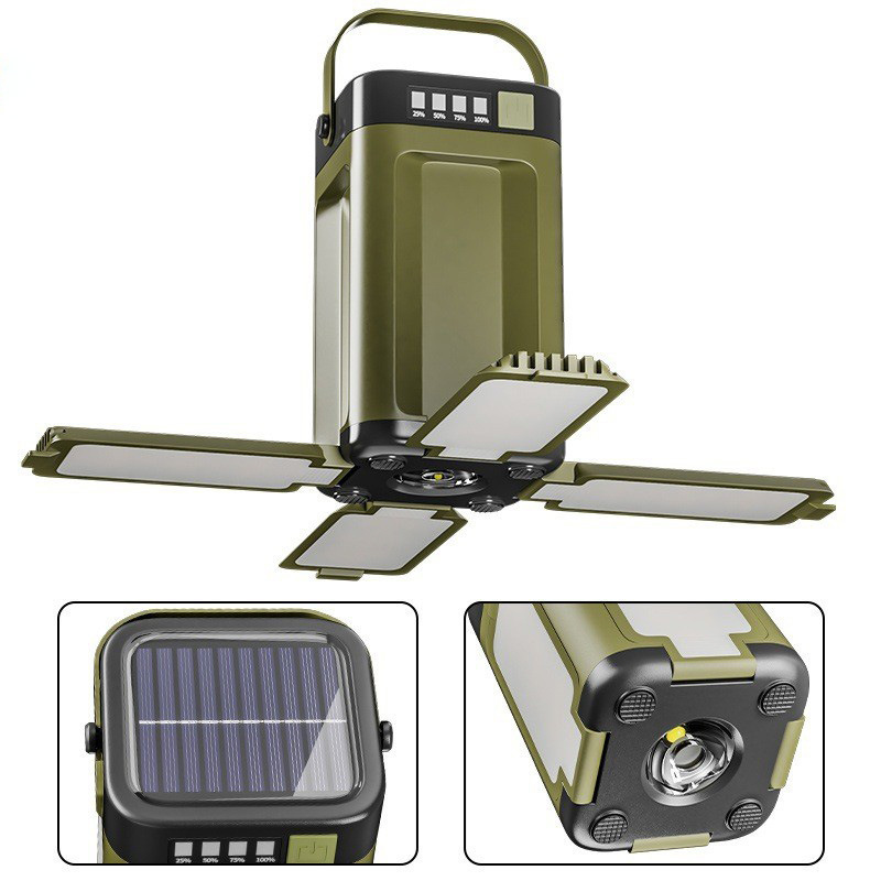 Solarbetriebene Led-campinglampe – 2000 Mah Akku, Wasserdicht (ipx4) – 6 Helligkeitsstufen – Tragbare Taschenlampe Und Powerbank