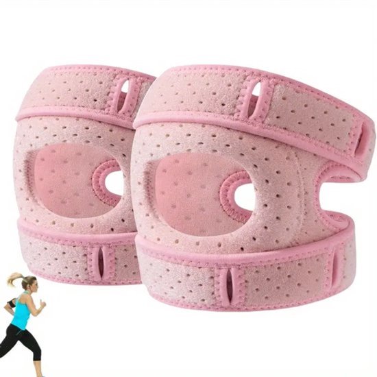 2er-pack Verstellbare, Pinkfarbene Knieschoner Mit Schnalle, Unisex, Atmungsaktiv, Stützend, Zum Laufen, Fitness Und Zur Regeneration