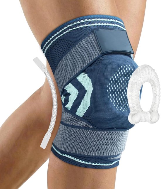 2er-pack Unisex-kniebandage, Kompression Mit Gelpolster Und Stabilisator, Verstellbar, Marineblau, Xl.