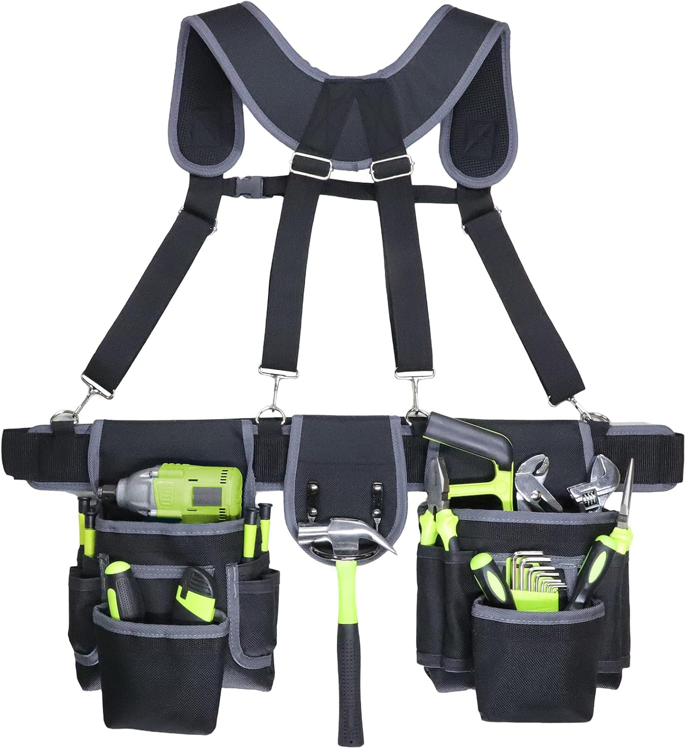 Werkzeuggürtel – Herren-werkzeuggürtel – Verstellbarer Taillenumfang Von 81 Bis 168 Cm – Elektriker – Schreiner – Mit Hosenträgern – Bauwesen – Gartenarbeit – 168 Cm