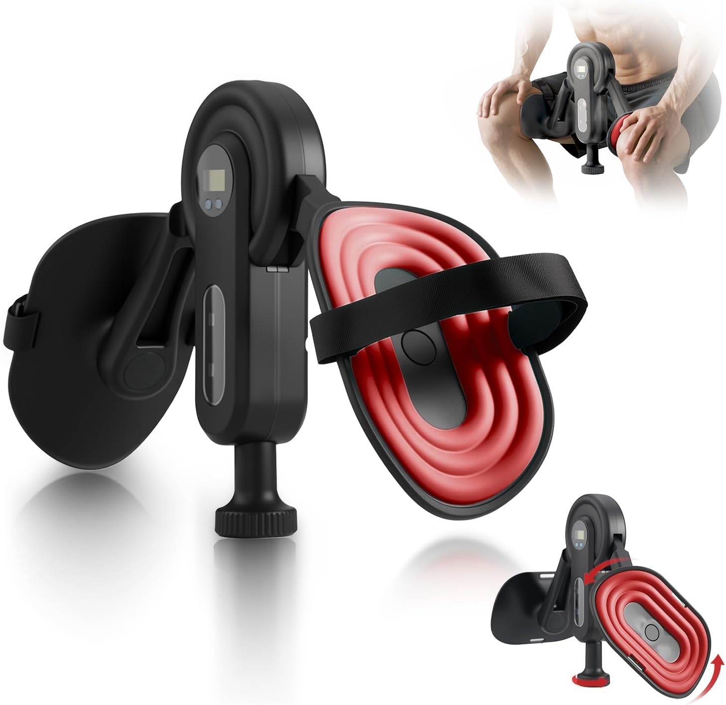 Einstellbarer Widerstand (0–61 Kg) Und Intelligentes Display (zeit/kalorien/wiederholungen/anzahl), Fitnessgerät Für Männer, 360°-oberschenkeltrainer