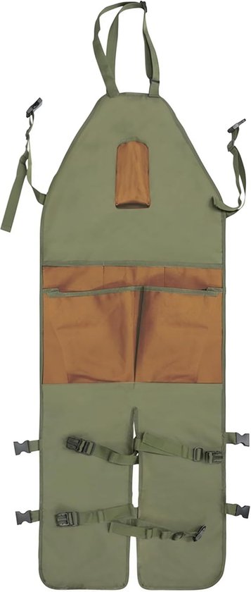 Gartenschürze – Herrenschürze – Ernteschürze Mit Taschen – Wasserdicht – Verstellbar – Knieverstärkung Zum Rasenmähen – Braun – 118 X 46 Cm