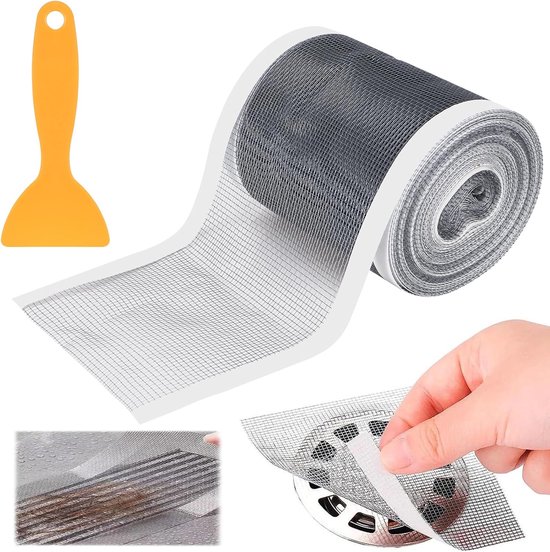 Abflusssieb – 70 Mm X 5 M – Spülbecken-abflusssieb – Haarfänger Für Abflüsse – Mit Kunststoffspatel – Duschabflusssieb – Haarfänger Für Duschabflüsse