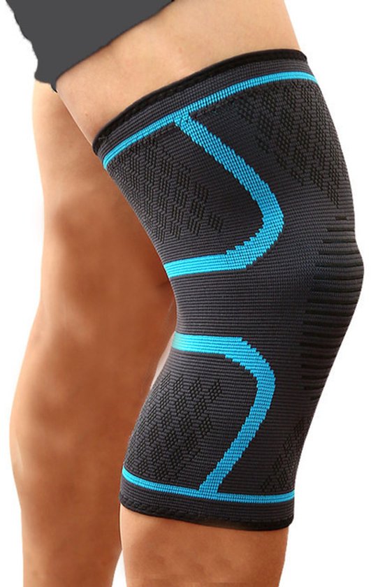 Blaue Kniebandagen Mit Kompressionsfunktion, Rutschfeste, Atmungsaktive Und Leichte Nylon-kniebandagen Für Laufen Und Fitness, Größe L, 1 Stück.