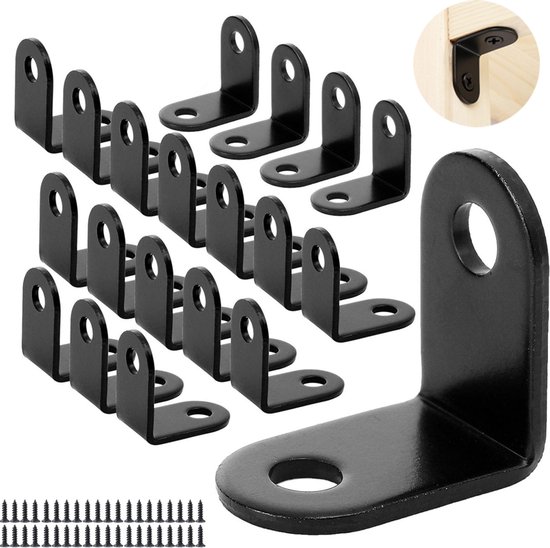 Eckverbinder – 20 Stück Metall-l-winkel – 20 X 20 X 16 Mm – Schwarz