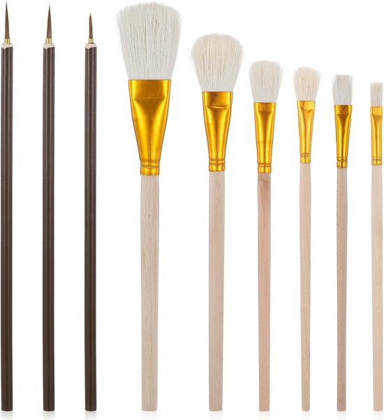Set Mit 9 Pinseln Für Keramikglasur, Geeignet Für Verschiedene Glasurtechniken Mit Acryl- Und Ölfarbe, Mischpinsel Für Keramikglasur