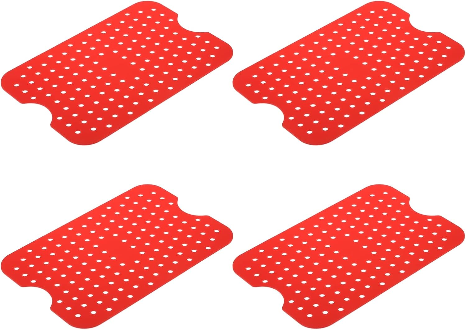4 Silikon-heißluftfritteusen-einlagen 5x8 Zoll - Antihaftbeschichtung - Rot - Für Doppelkorb-heißluftfritteusen