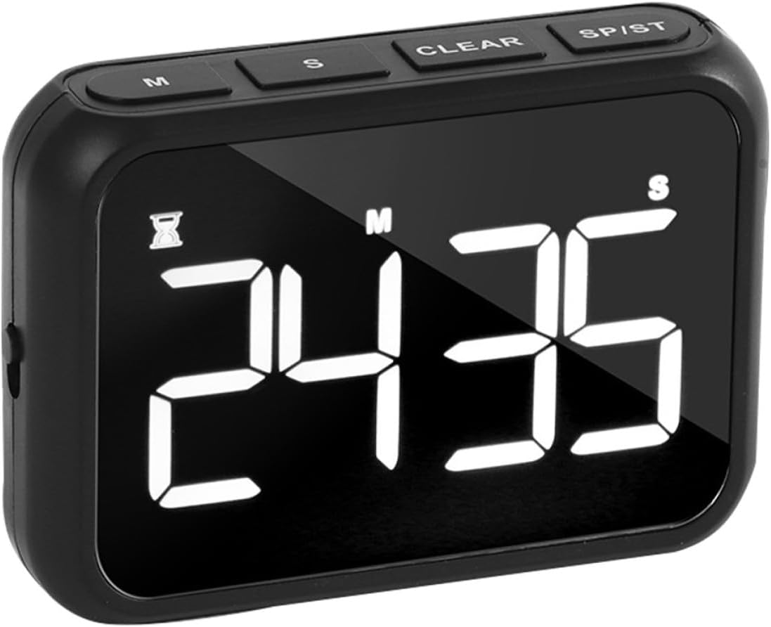 Wiederaufladbarer Led-elektroniktimer Mit Großem Lcd-display, Magnetischer Digitaler Koch- Und Back-countdown-wecker (schwarz)