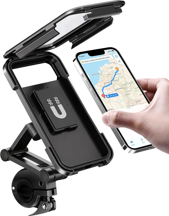 Wasserdichte Handyhalterung Fürs Fahrrad – 1-zoll-kugelgelenk – Zwei Arme – Fahrradzubehör – 720° Drehbar – Passend Für Smartphones Von 5,5 Bis 6,8 Zoll – Schwarz
