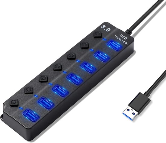 7-in-1-multifunktions-dockingstation Mit Usb 3.0- Und 2.0-anschlüssen, Datenübertragung, Ladefunktion, Ein-/ausschalter Und Led-anzeige