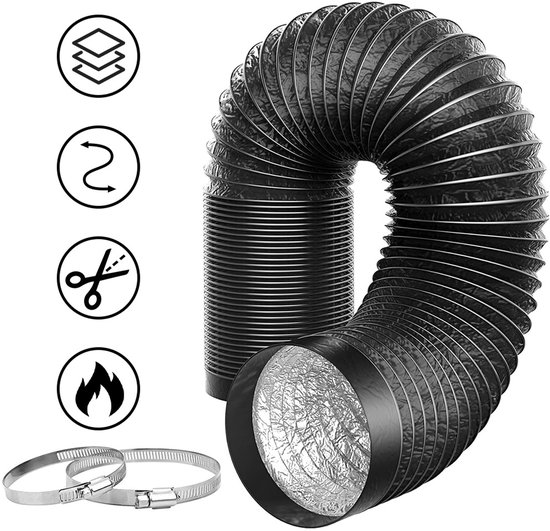 4-zoll-aluminium-abluftschlauch, 2,5 Meter, Flexibel, Geeignet Für Dunstabzugshauben, Wäschetrockner Und Klimaanlagen.
