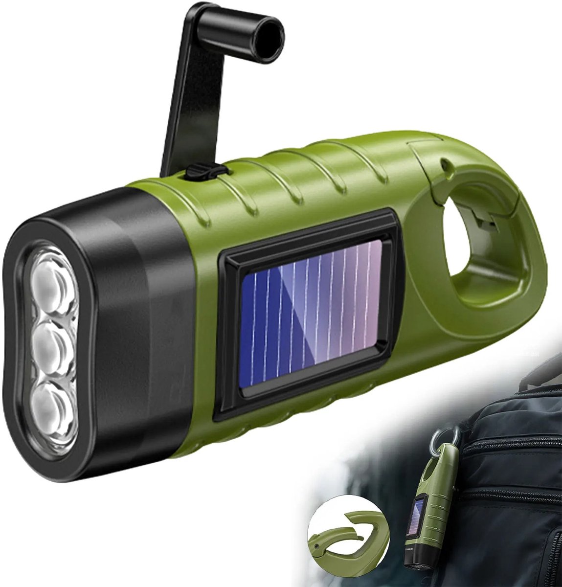 Taschenlampe – Tragbare 3-led-handkurbel-taschenlampe Für Den Außenbereich – Dynamo-wiederaufladbar Ohne Batterie – Notbeleuchtung Beim Camping