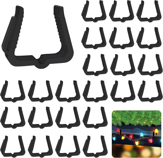 50 Stück, Weihnachtsbeleuchtung, Dachrinnenhaken, Lichterclips, Kunststoff-lichtclips, Dachrandklemmen, Haken Für Weihnachtsdekoration, Festbeleuchtungsklemmen