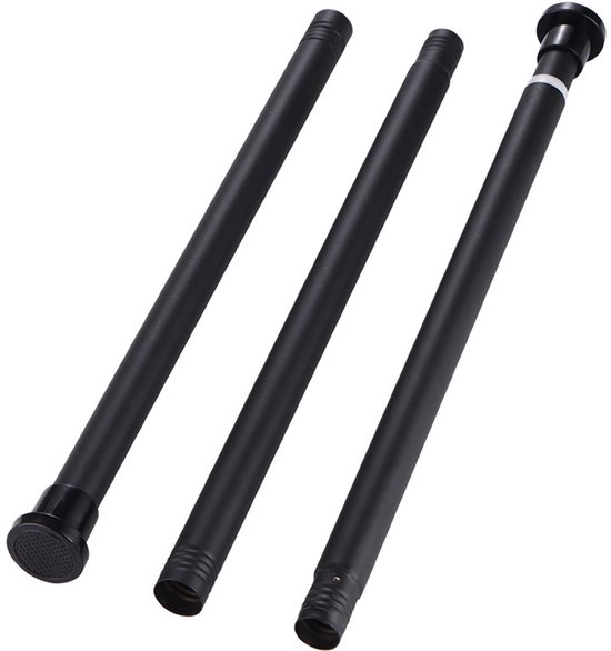 Schwarze, 80–145 Cm Lange, Bohrfreie, Einziehbare Gardinenstange (25 Mm)