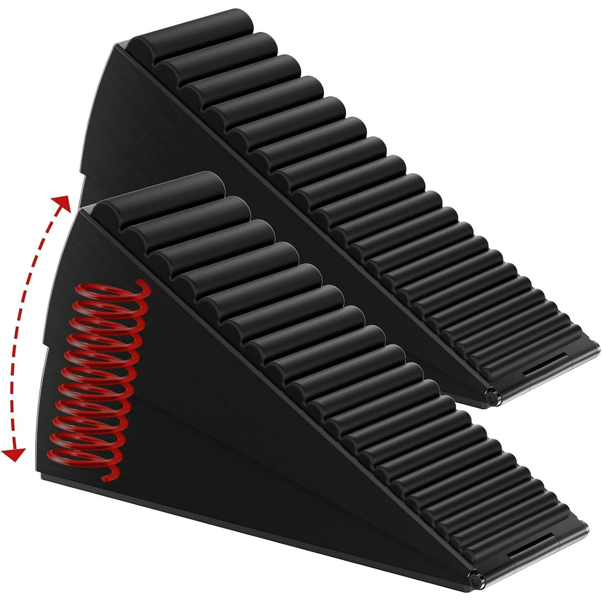 Zwei Robuste Türstopper, Verstellbarer Türstopper Mit Feder, Hoher Keiltürstopper, Geeignet Für Jede Robuste Tür, Schwarz.