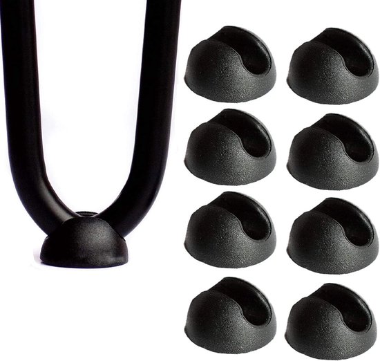 8-teiliges Set Mit Runden Stuhlbeinfilz-/fußbodenschonern (10 Mm Durchmesser) – Schwarz